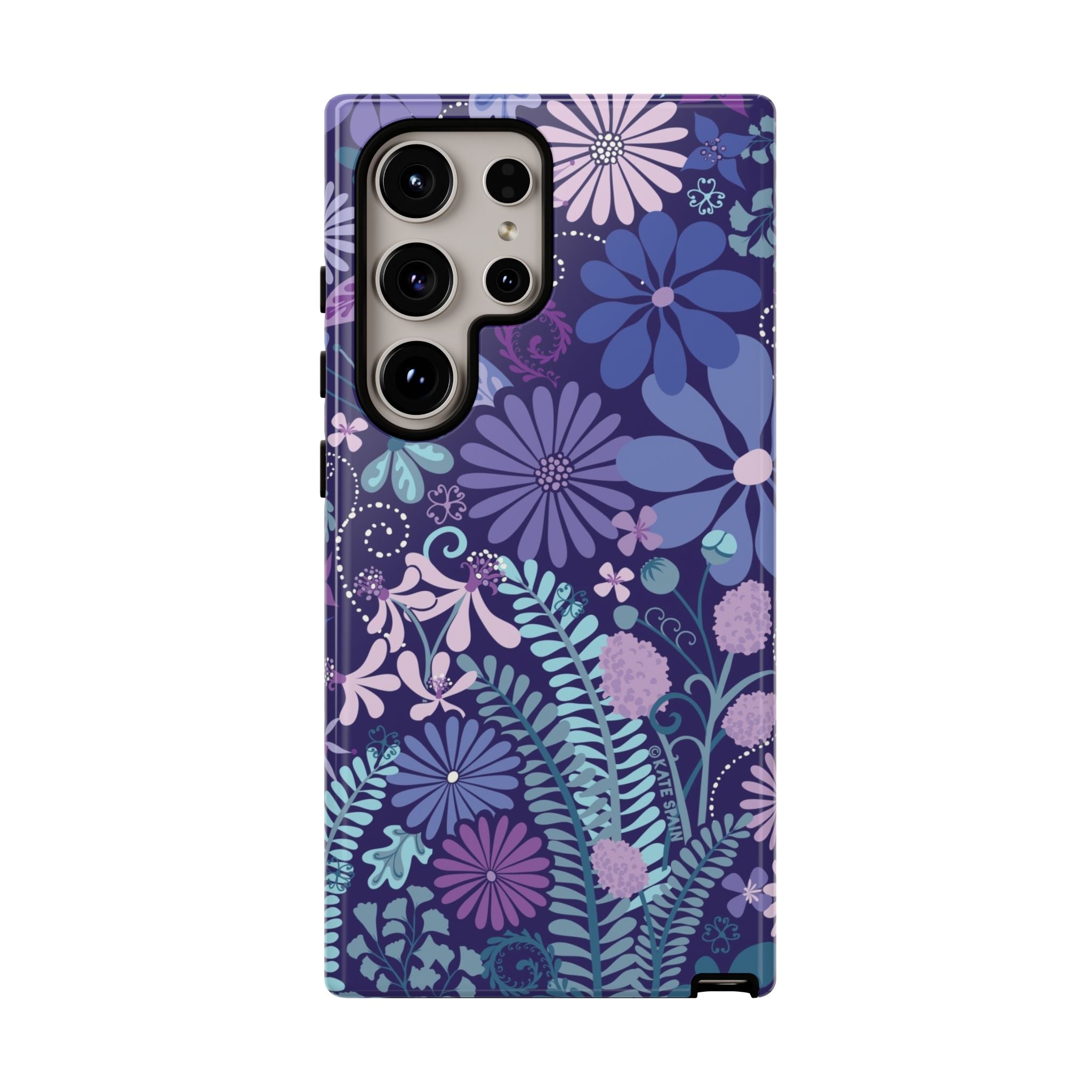 Luxury Terrain Samsung Galaxy S24 Ultra Case – Matte | navy, purple, aqua botanical woodland floral print