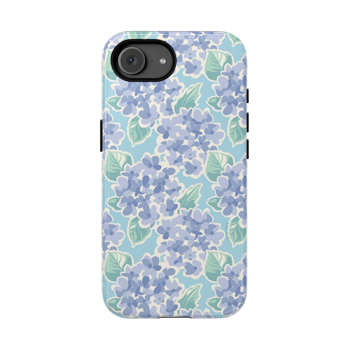 Nantucket Hydrangea Tough iPhone 17e Case – Glossy | periwinkle, sky blue, mint hydrangea floral print