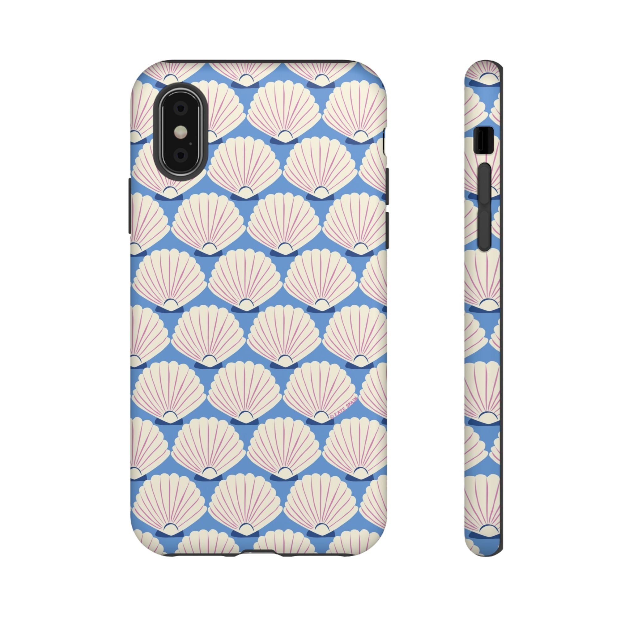 Seashells Tough iPhone X Case – Matte | periwinkle, cream, blush scallop shell print