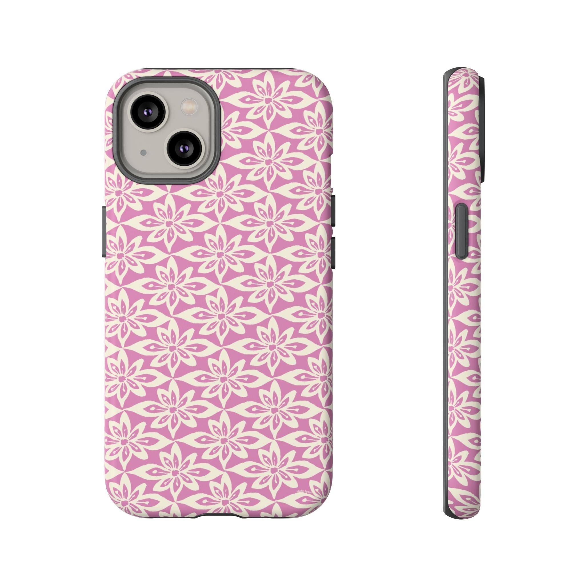 Lily Rose iPhone 14 Case – Matte | graphic white lily print on soft rose — botanical phone case by Kate Spain