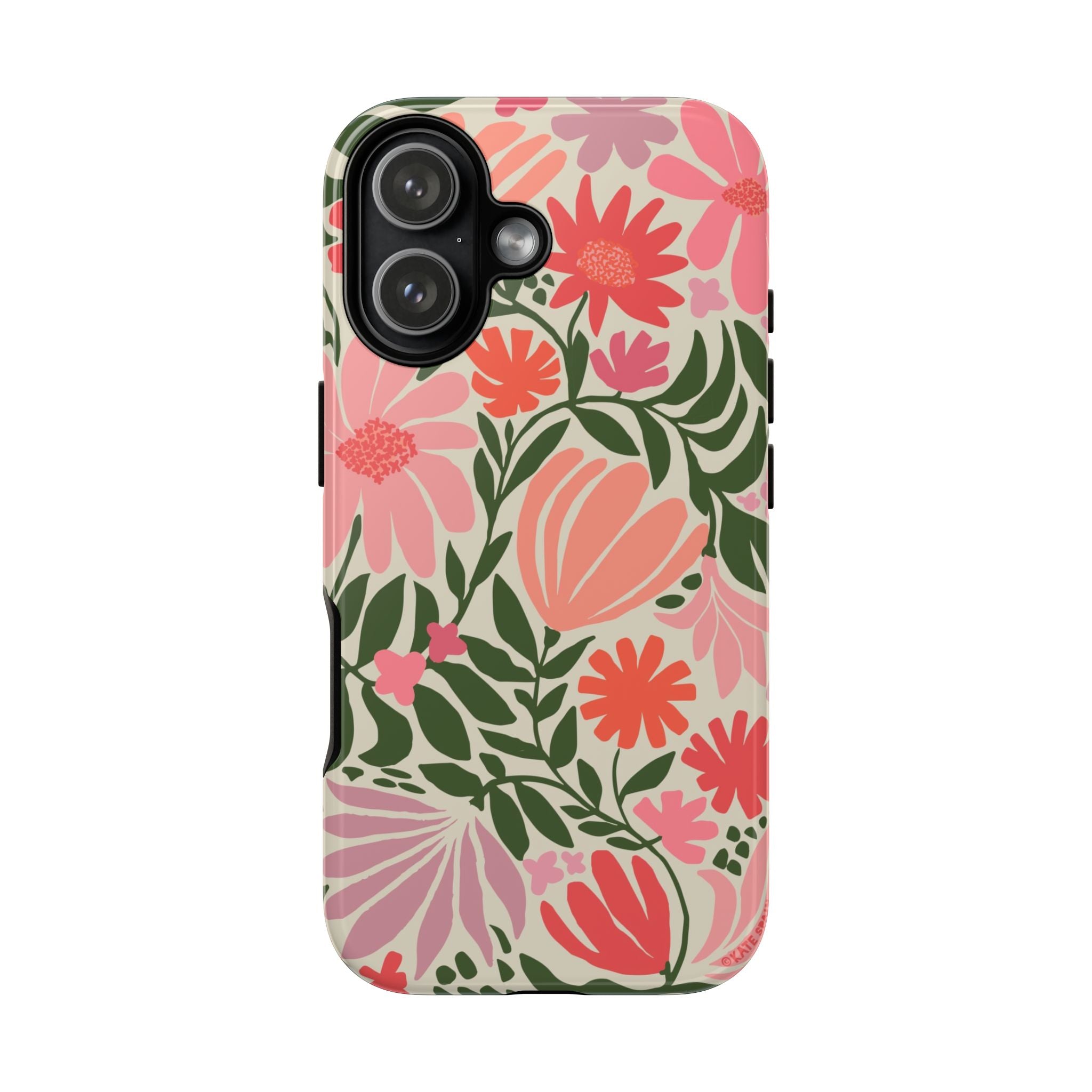 Calendula Tough iPhone 17 Case – Glossy | periwinkle, cream, teal graphic daisy floral print