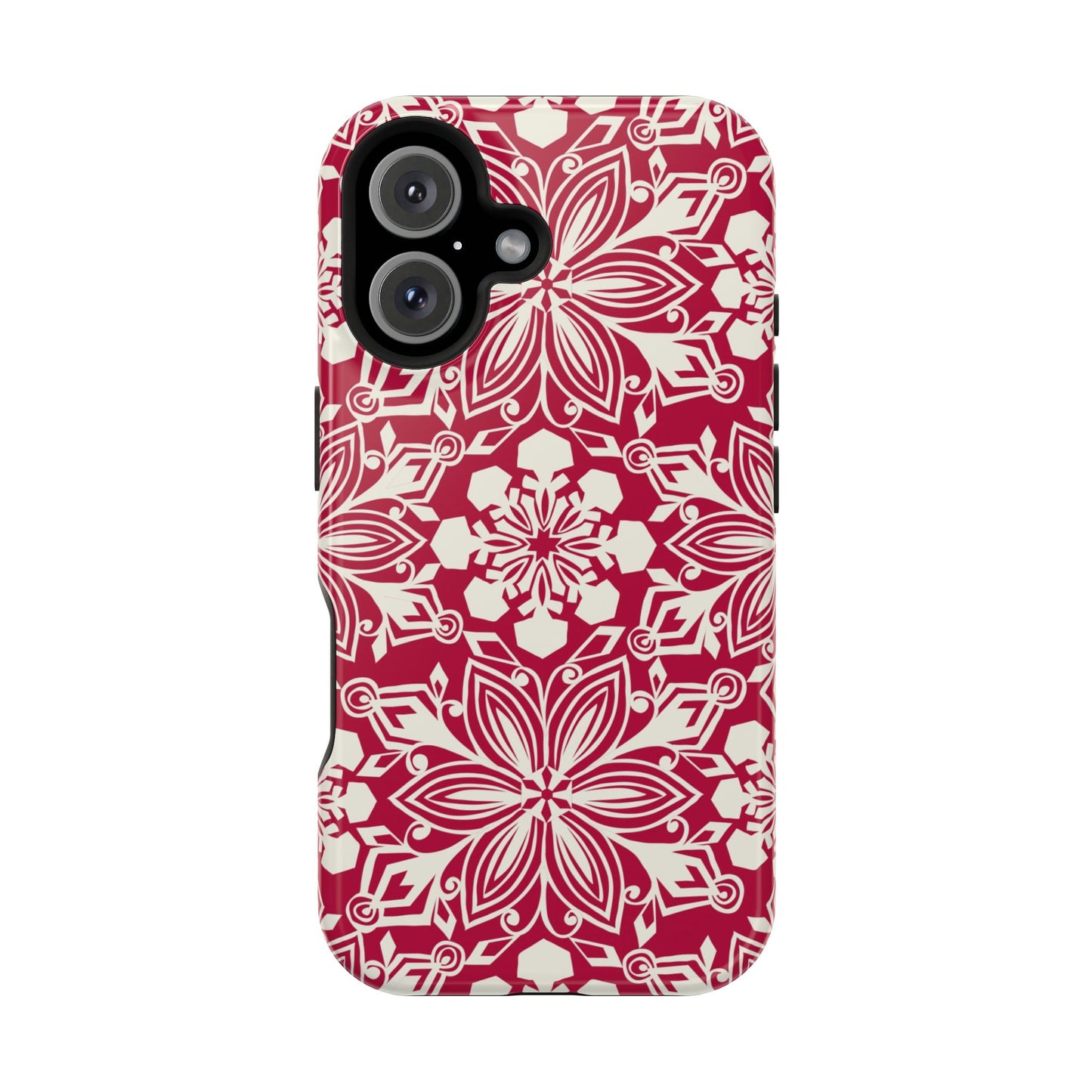 Snowfall Paper Cut Snowflake MagSafe Tough Case iPhone 16 Glossy