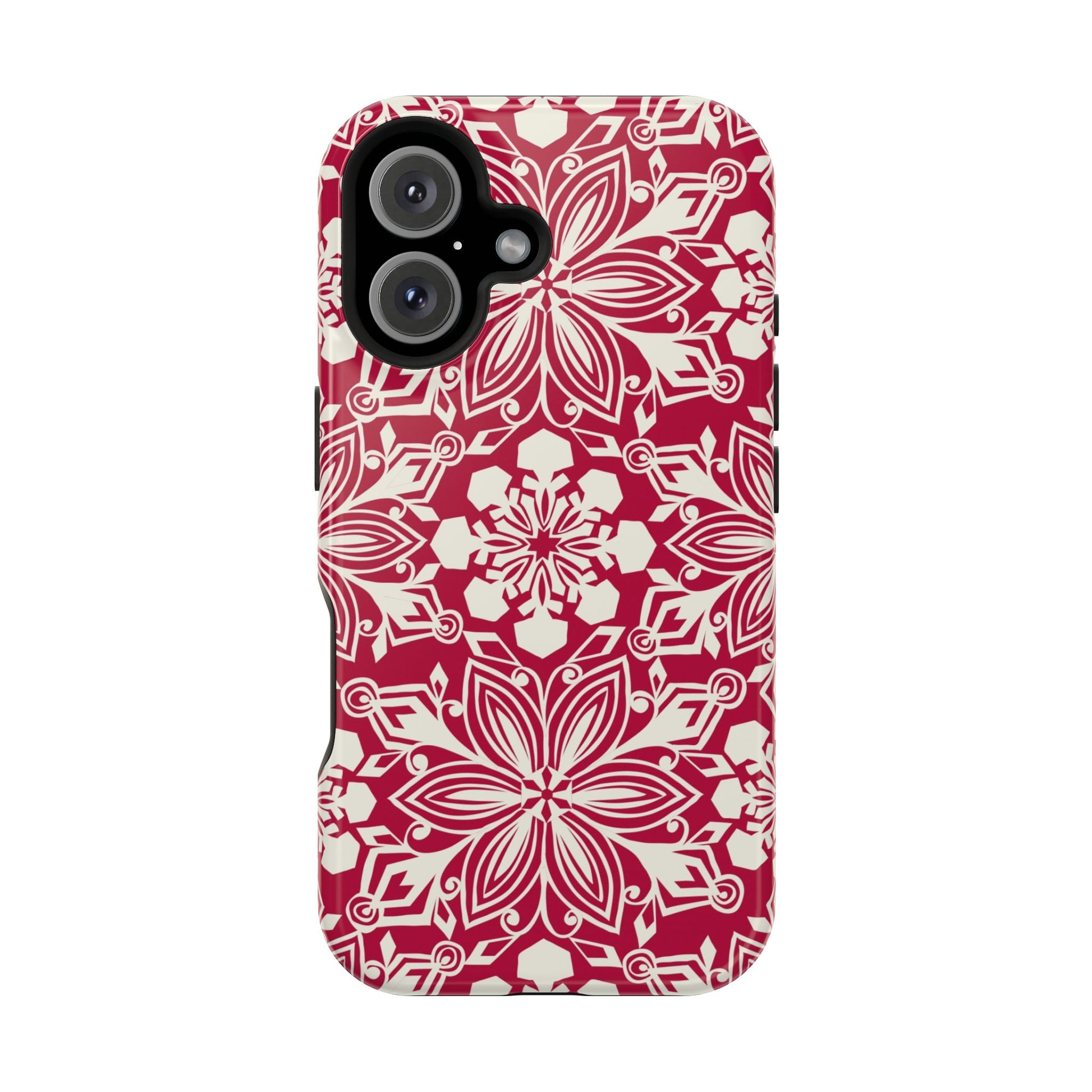 Snowfall Paper Cut Snowflake MagSafe Tough Case iPhone 16 Glossy