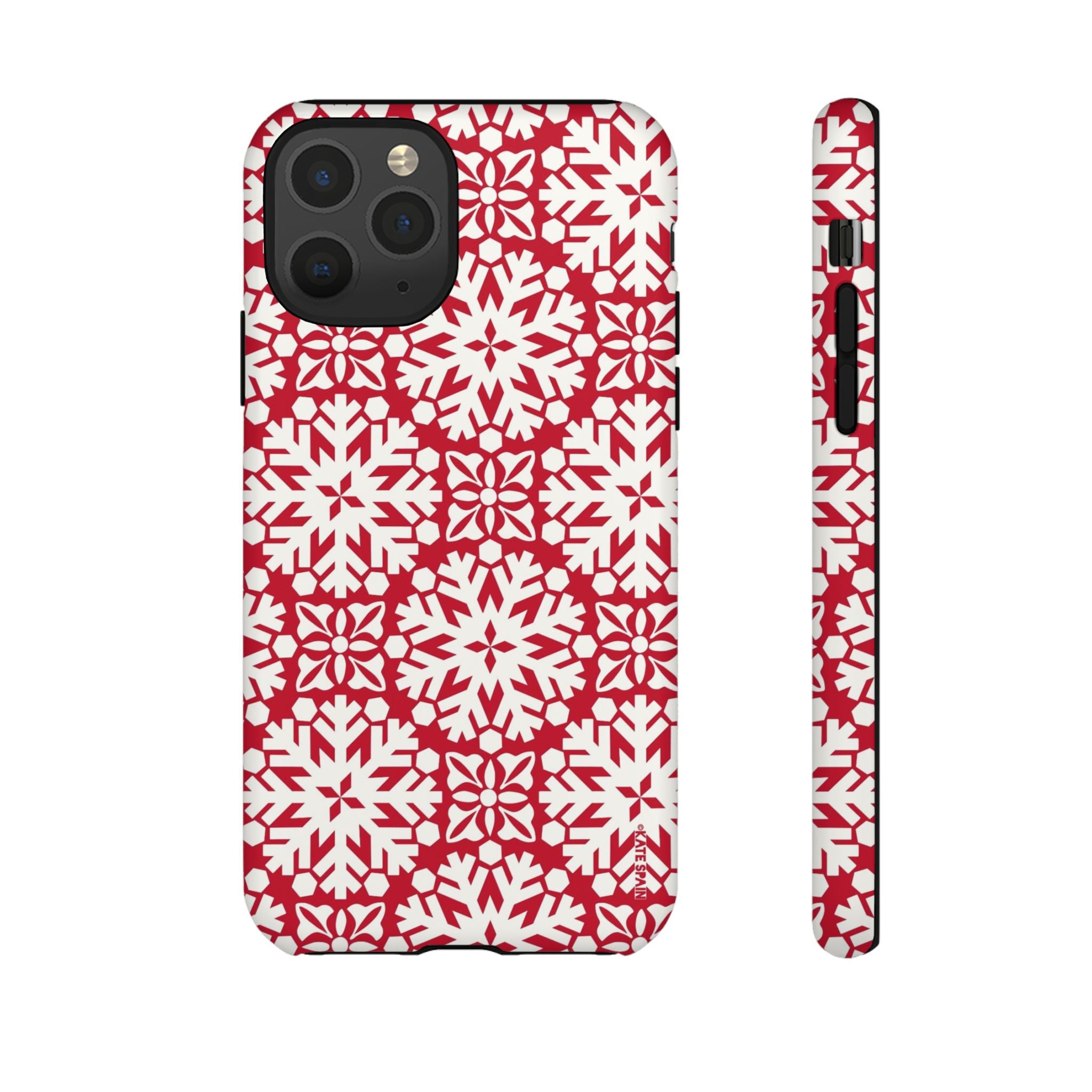 Flurry Tough iPhone 11 Pro Case – Matte | red, cream geometric snowflake medallion print