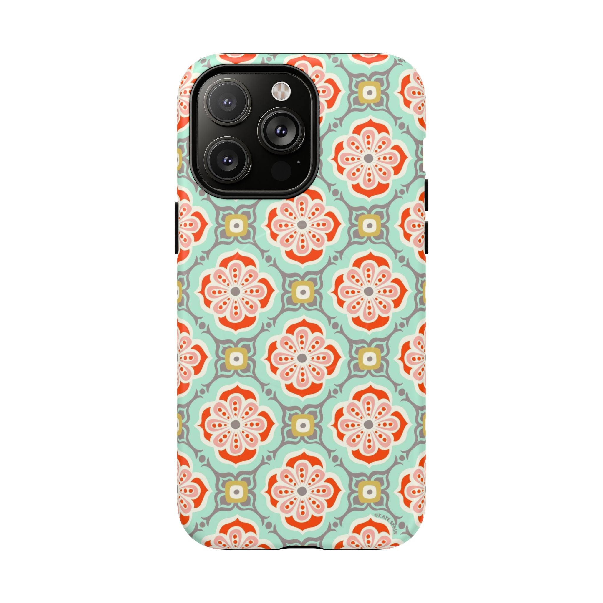 Alhambra MagSafe iPhone 14 Pro Max Case – Matte | aqua, coral, blush geometric medallion floral print
