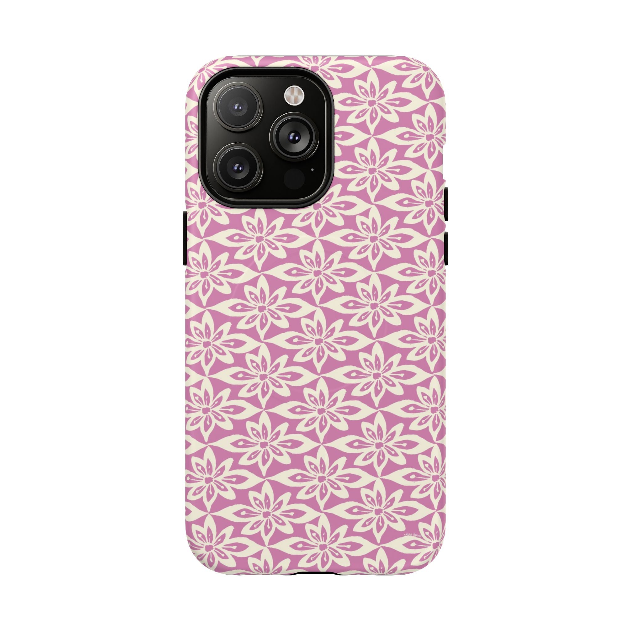 Lily Rose MagSafe iPhone 14 Pro Max Case – Matte | graphic white lily print on soft rose — botanical MagSafe case by Kate Spain