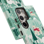 Arctica Winter Samsung Galaxy S24 Ultra Case – side view of case buttons and ports | aqua, evergreen, white, animal frolic winter wonderland print