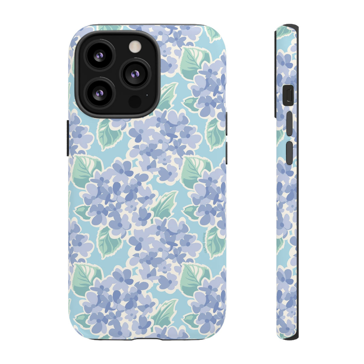 Nantucket Hydrangea Tough iPhone 13 Pro Case – Matte | periwinkle, sky blue, mint hydrangea floral print