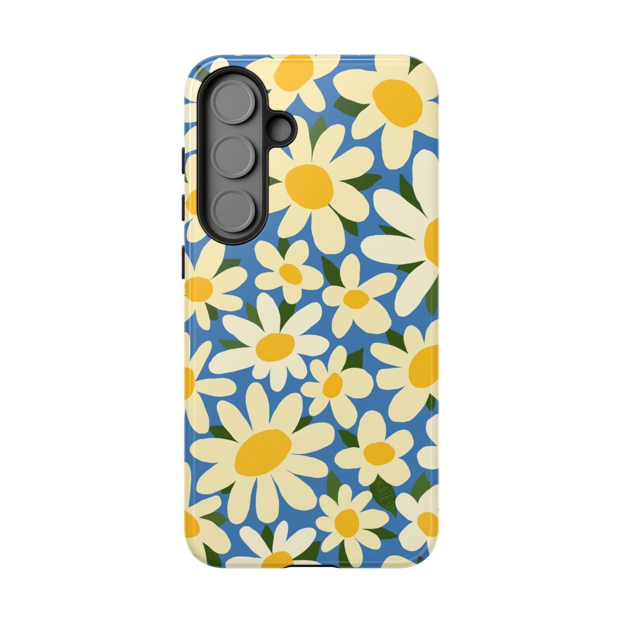 Luxury Shasta Samsung Galaxy S25 Case – Matte | blue, yellow, white daisy floral print