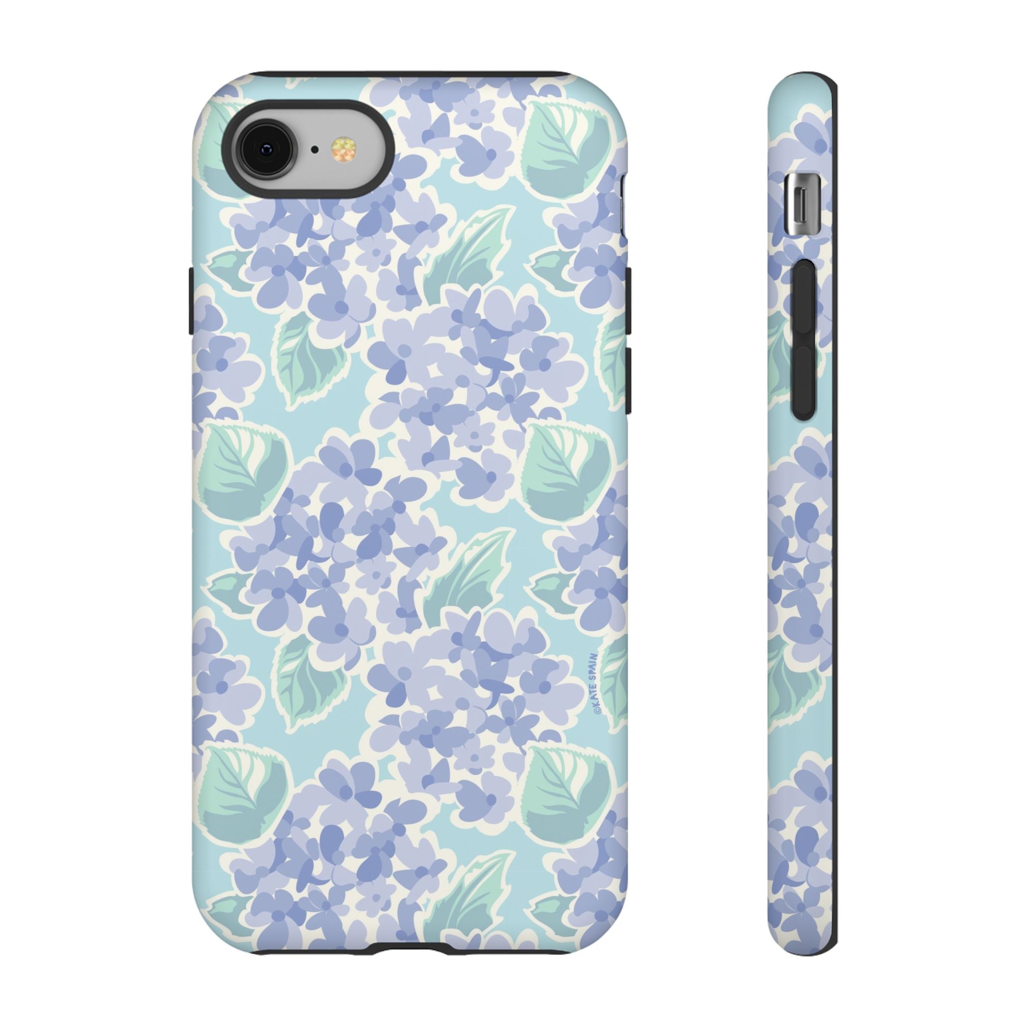 Nantucket Hydrangea Tough iPhone 8 Case – Matte | white, lavender, mint watercolor hydrangea print