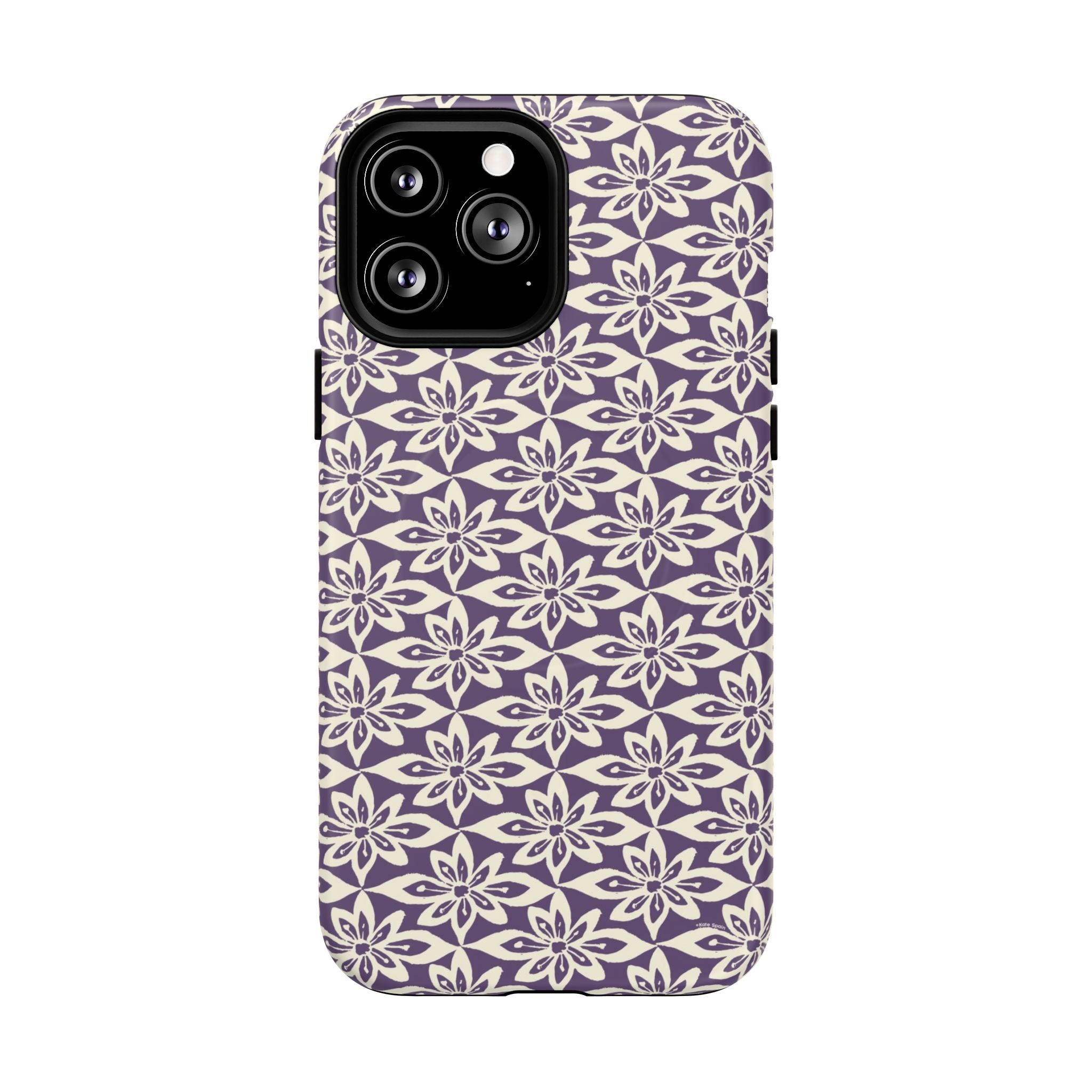 Lily Plum MagSafe iPhone 13 Pro Max Case – Matte | graphic white lily print on rich violet — botanical MagSafe case by Kate Spain