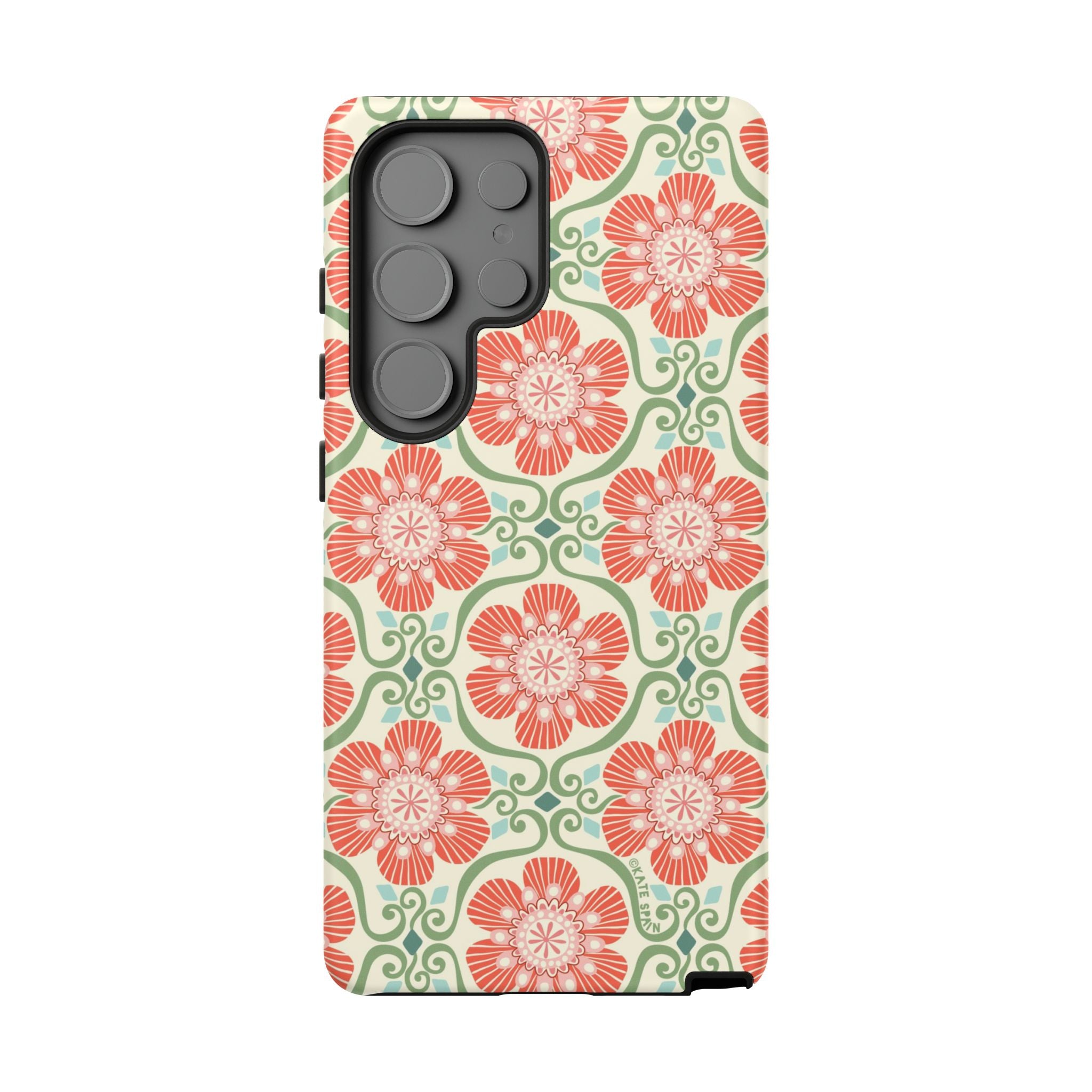 Luxury Barcelona Flowers Samsung Galaxy S25 Ultra Case – Matte | cream, coral, sage botanical floral print
