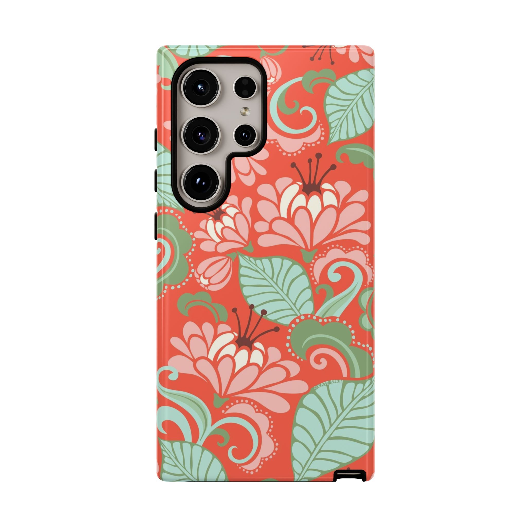 Designer Sarabande Samsung Galaxy S24 Ultra Case – Matte | coral, blush, mint tropical floral print