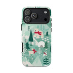 Arctica Winter Tough iPhone 17 Pro Max Case – Glossy | aqua, evergreen, white, animal frolic winter wonderland print