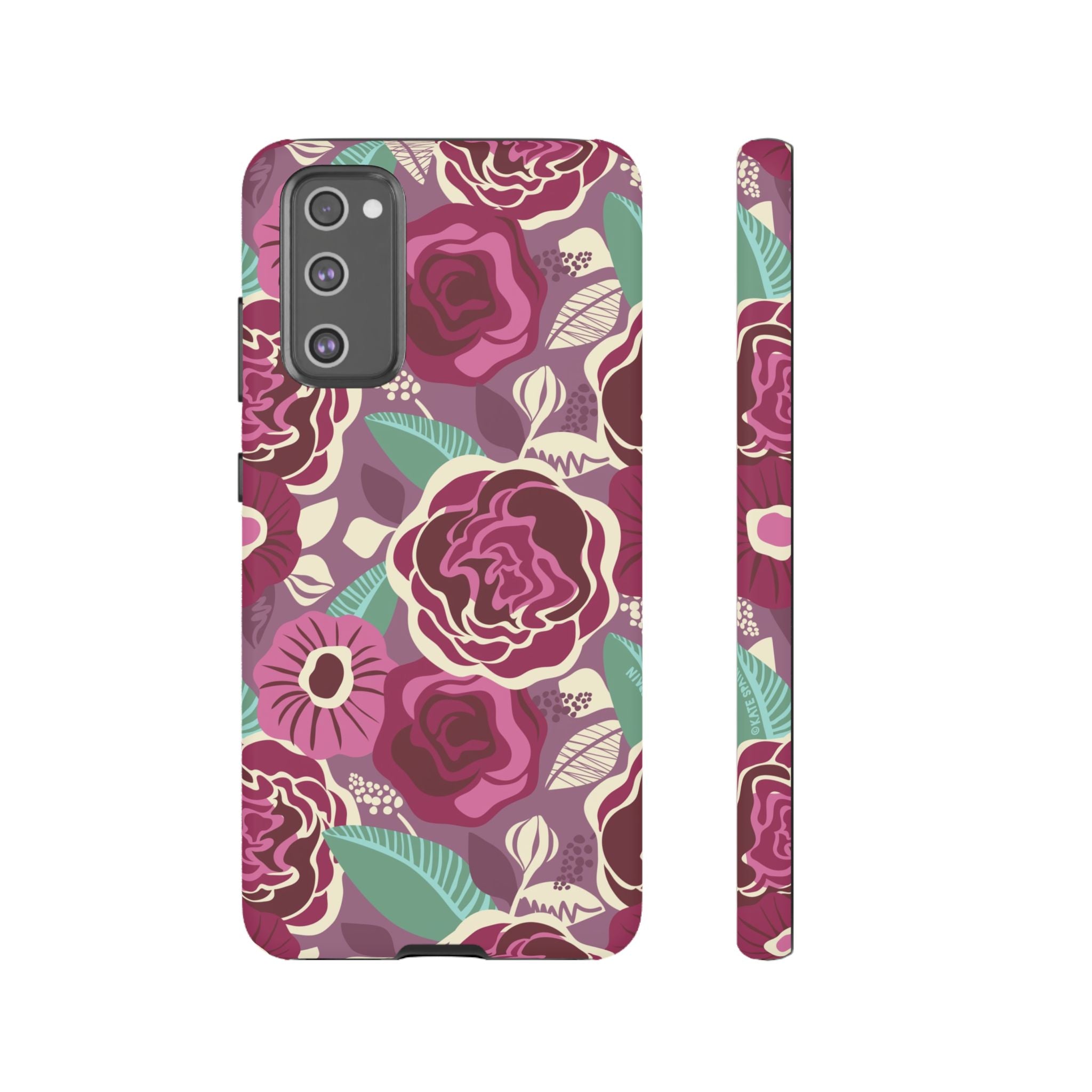 Luxury Tea Rose Burgundy Samsung Galaxy S20 FE Case – Matte | burgundy, magenta, plum botanical rose floral print