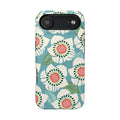 Panache Floral MagSafe iPhone 17 Air Case – Glossy | sky blue, pale cream, pink anemone floral print