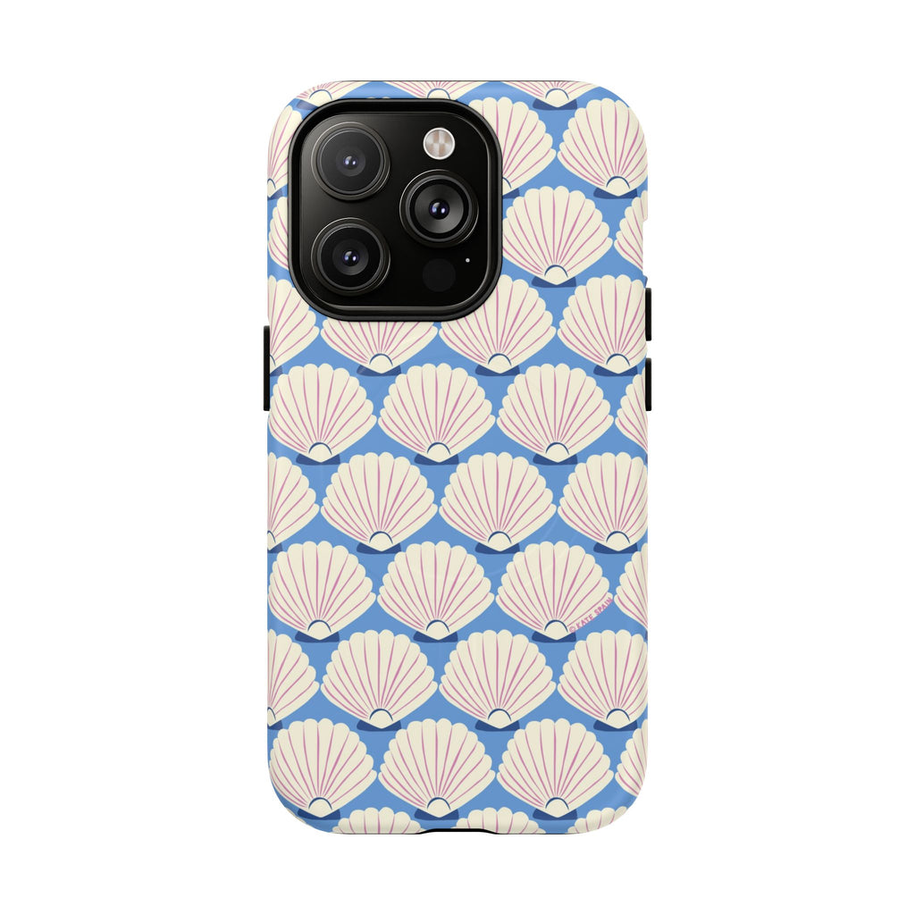 Seashells MagSafe iPhone 14 Pro Case – Matte | periwinkle, cream, blush scallop shell print