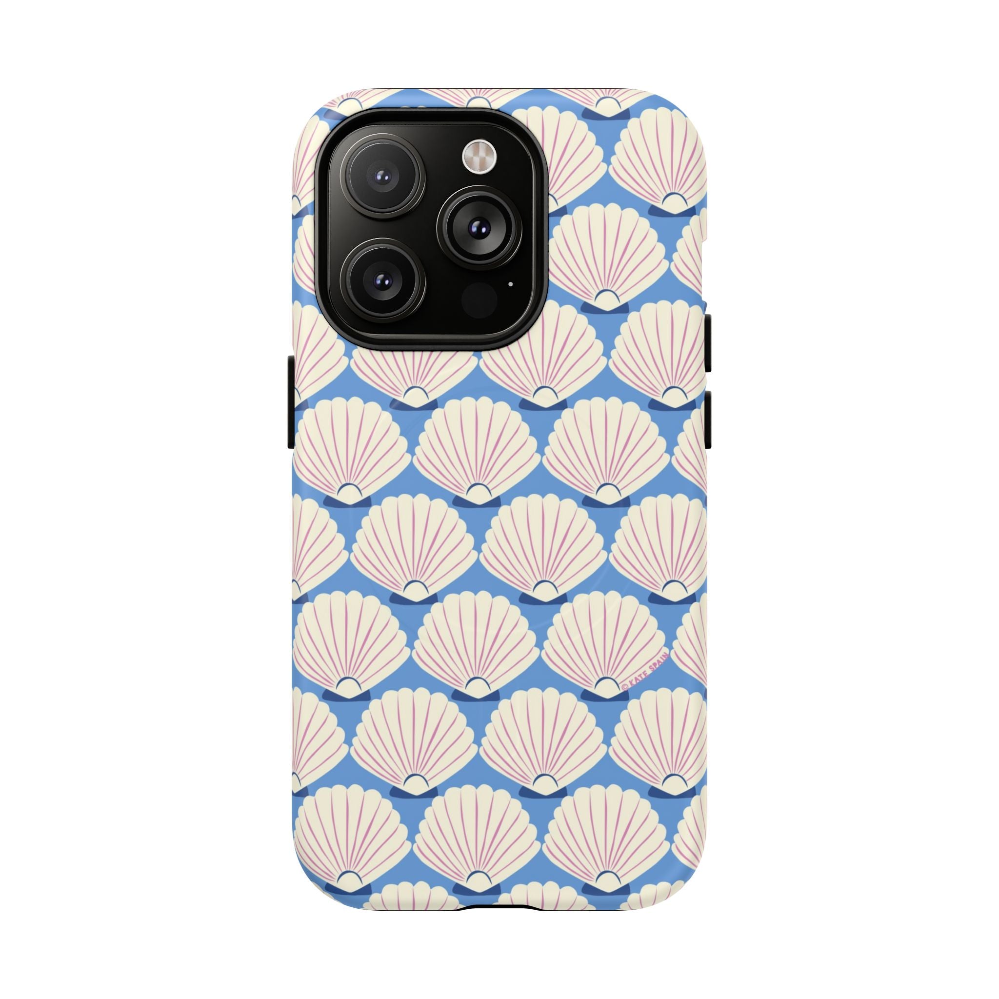 Seashells MagSafe iPhone 14 Pro Case – Matte | periwinkle, cream, blush scallop shell print