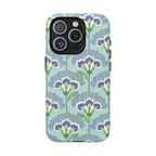 Lantern Flower MagSafe iPhone 15 Pro Case – Matte | aqua, periwinkle, green botanical lantern floral print