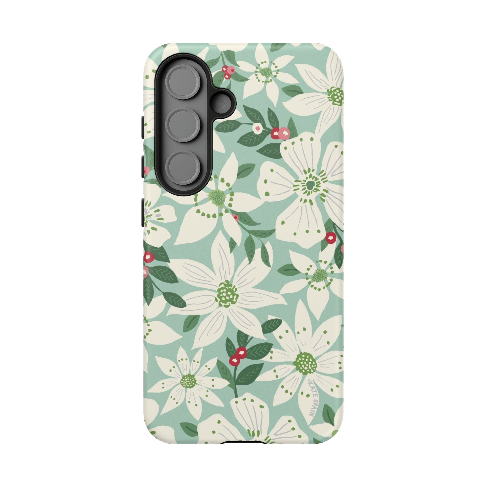 Gardenia Samsung Galaxy S25 Case – Matte | white, cream, green gardenia botanical print