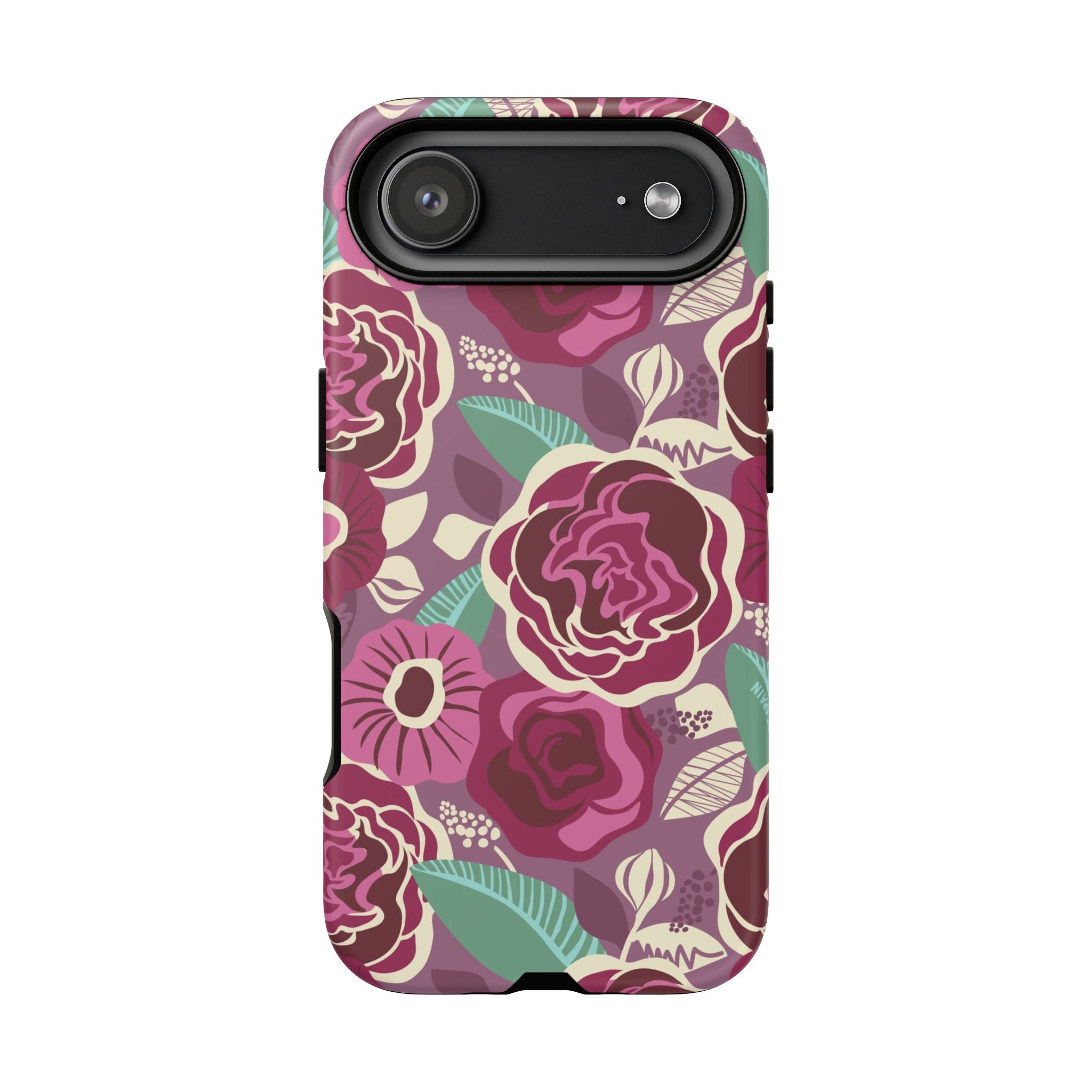 Tea Rose Burgundy Tough iPhone 17 Air Case – Matte | burgundy, magenta, plum botanical rose floral print