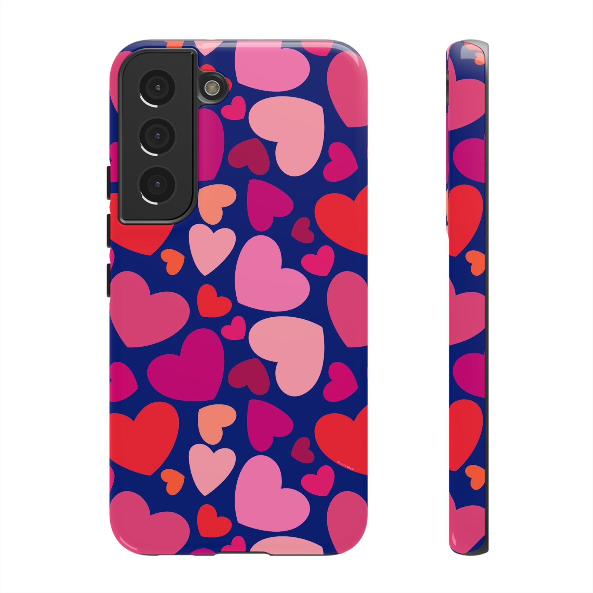 Hearts Samsung Galaxy S22 Case – Glossy | navy, pink, blush, red heart print