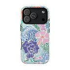 Tropica MagSafe iPhone 17 Pro Case – Glossy | purple, coral, pink, blue botanical tropical floral print