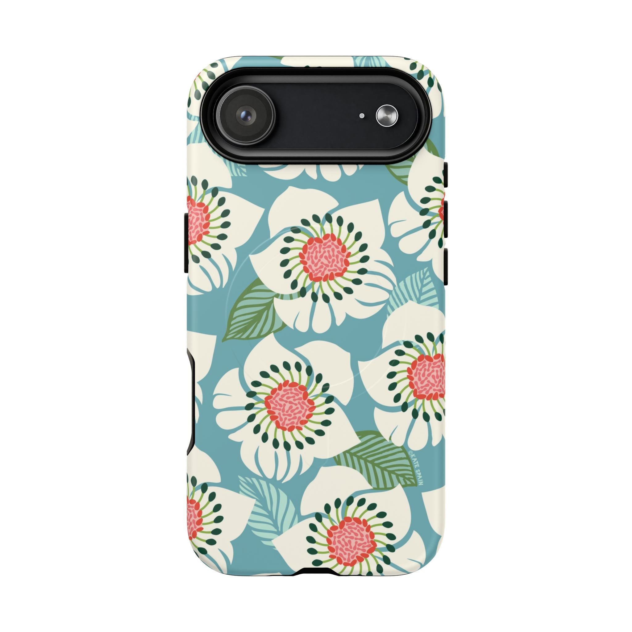 Panache MagSafe iPhone 17 Air Case – Matte | sky blue, pale cream, pink anemone floral print