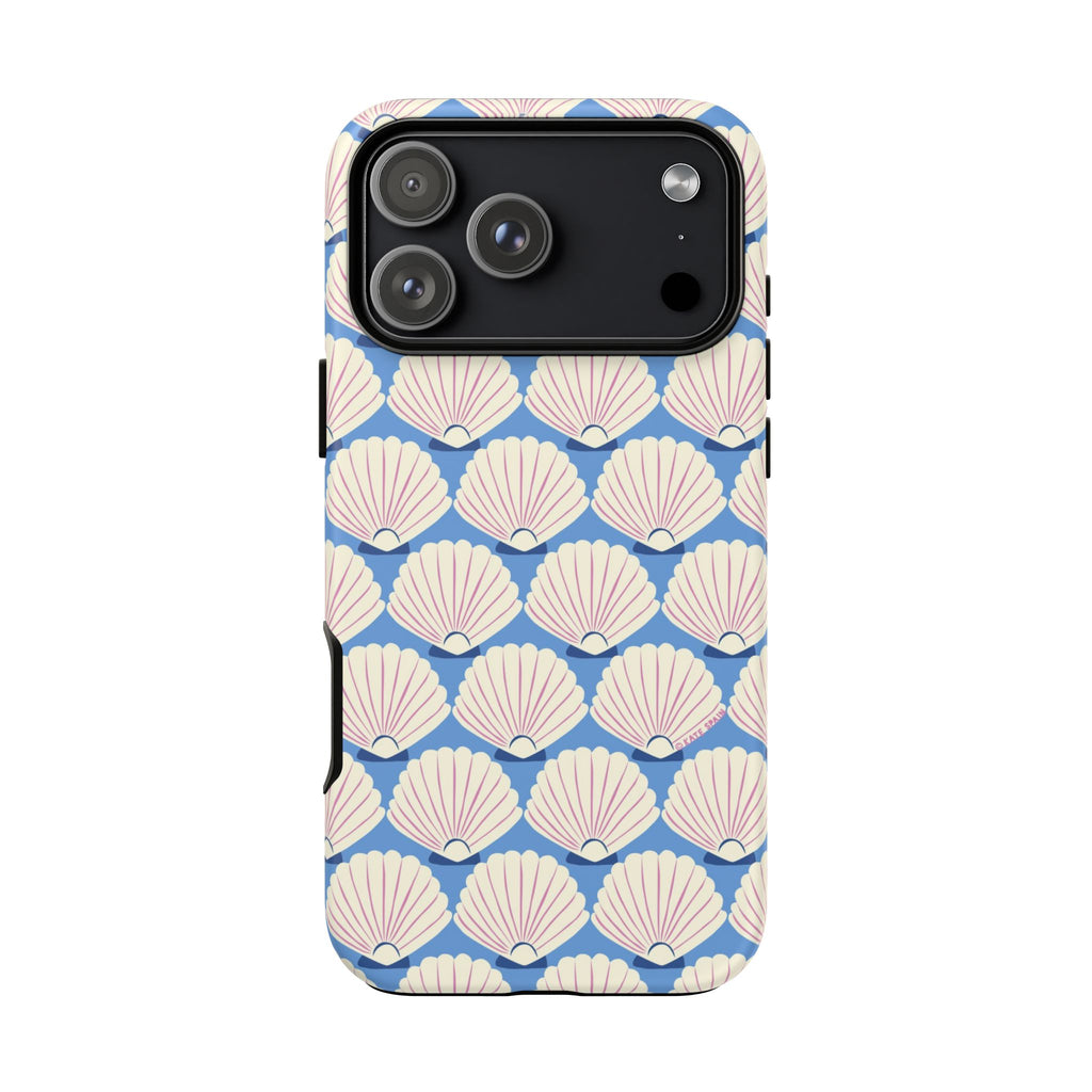 Seashells Tough iPhone 17 Pro Max Case – Matte | periwinkle, cream, blush scallop shell print