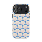Seashells Tough iPhone 17 Pro Max Case – Matte | periwinkle, cream, blush scallop shell print