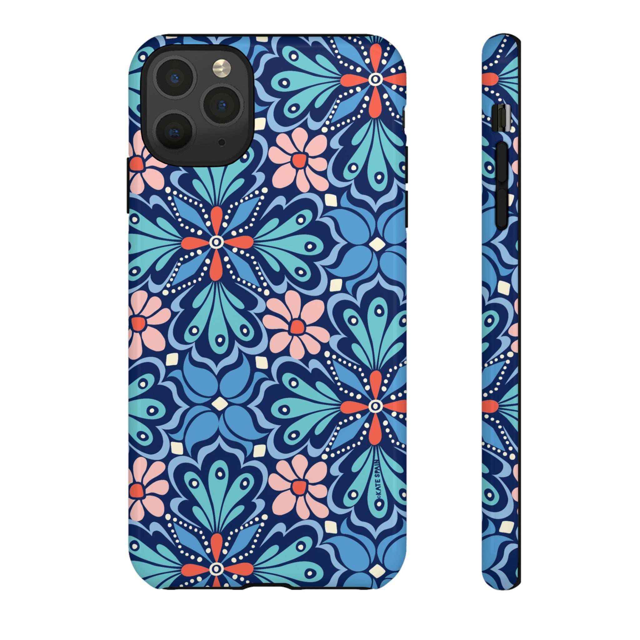Bolero Tough iPhone 11 Pro Max Case – Glossy | navy, cobalt, blush geometric medallion floral print