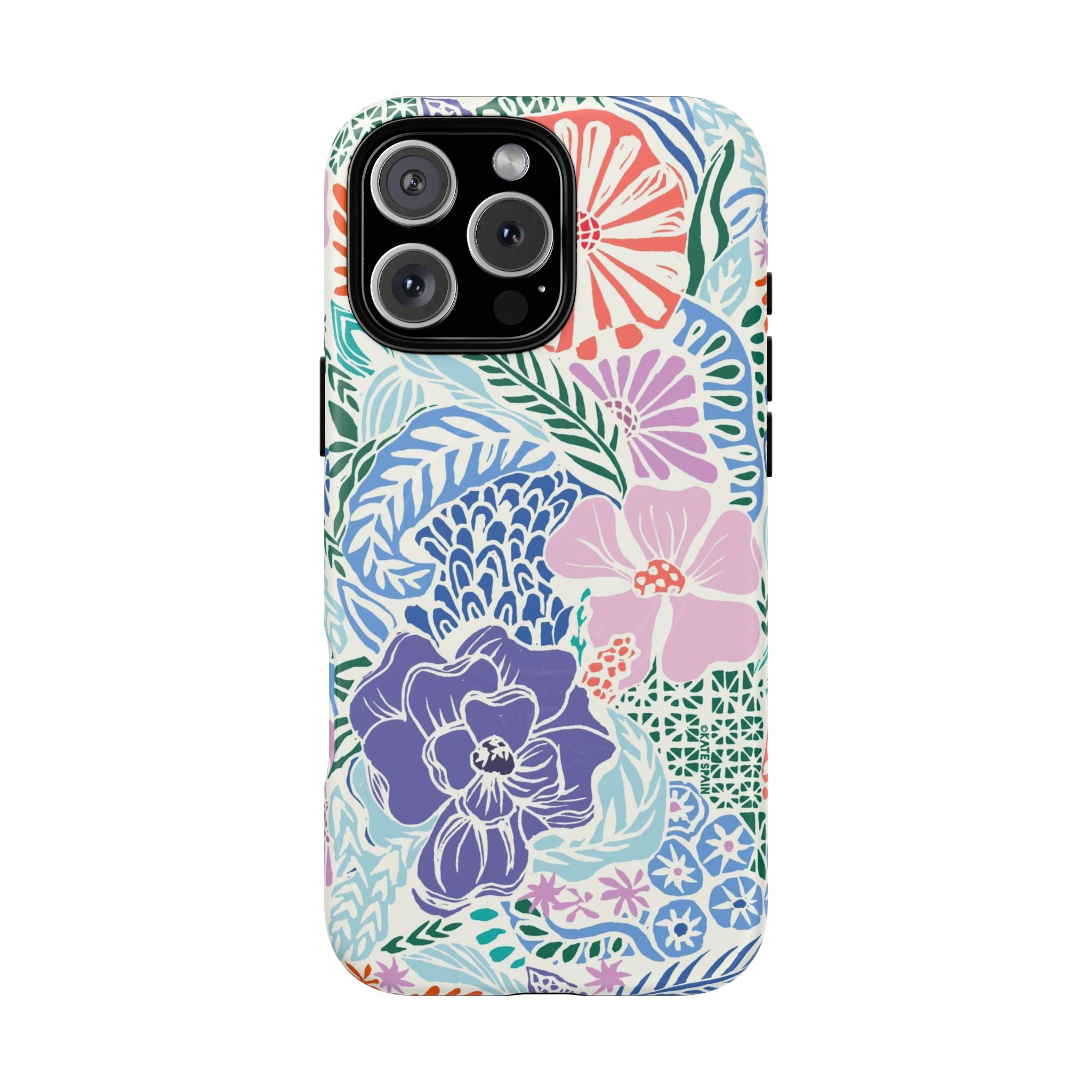 Tropica MagSafe iPhone 16 Pro Max Case – Matte | purple, coral, pink, blue botanical tropical floral print