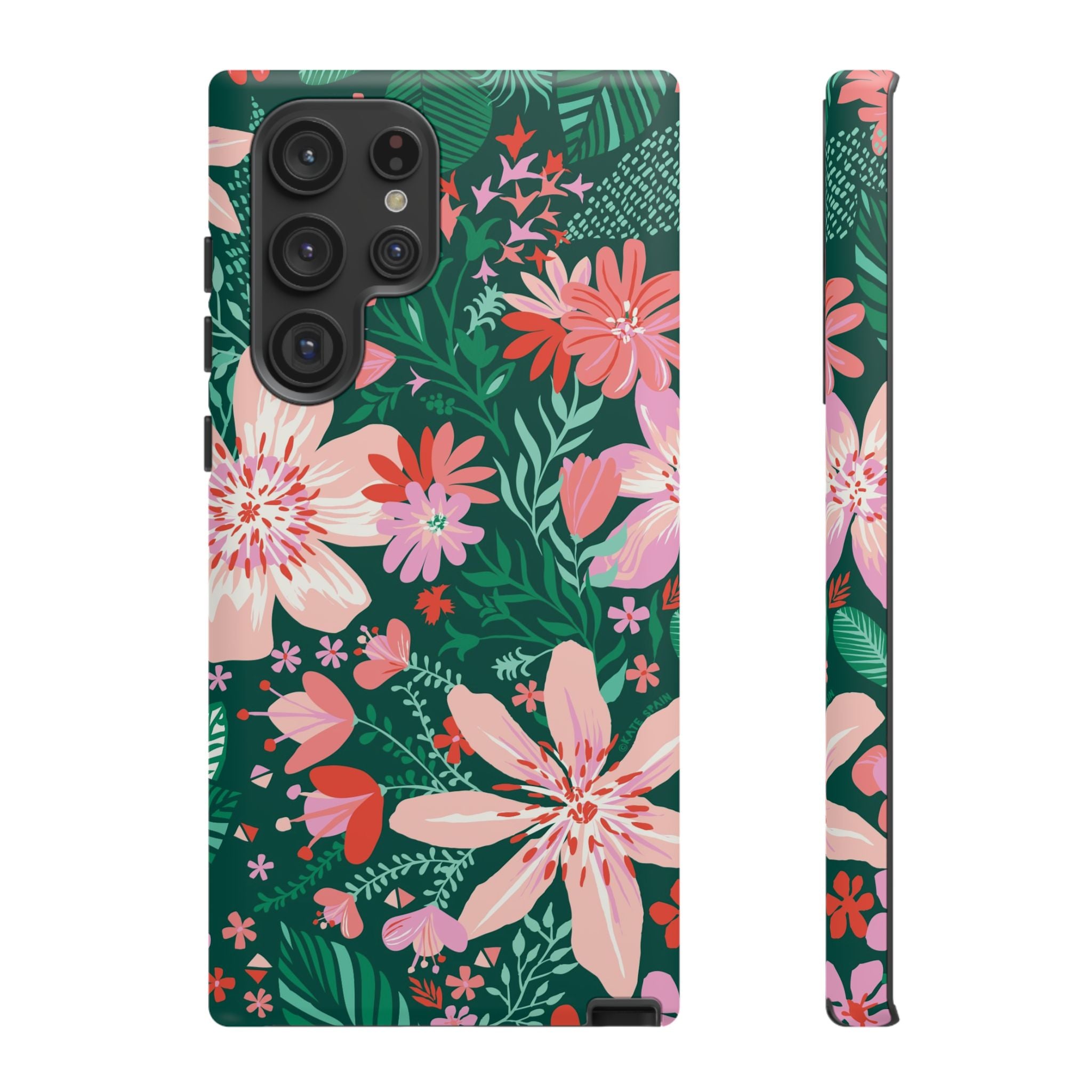Tropical Bonaire Samsung Galaxy S22 Ultra Case – Matte | jade, pink, white tropical floral botanical print