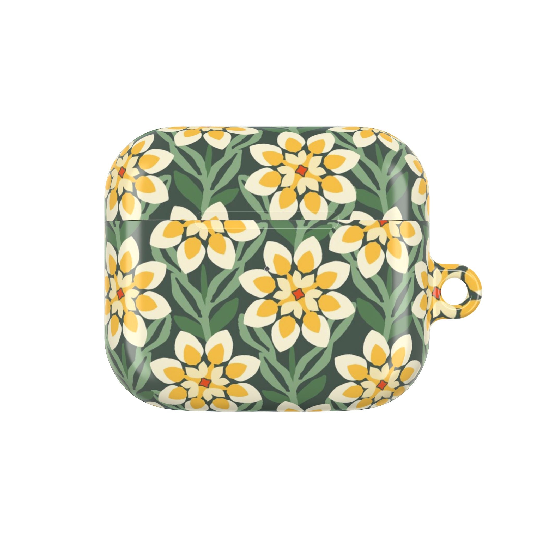 Modern Dahlia Green + Yellow AirPods Case