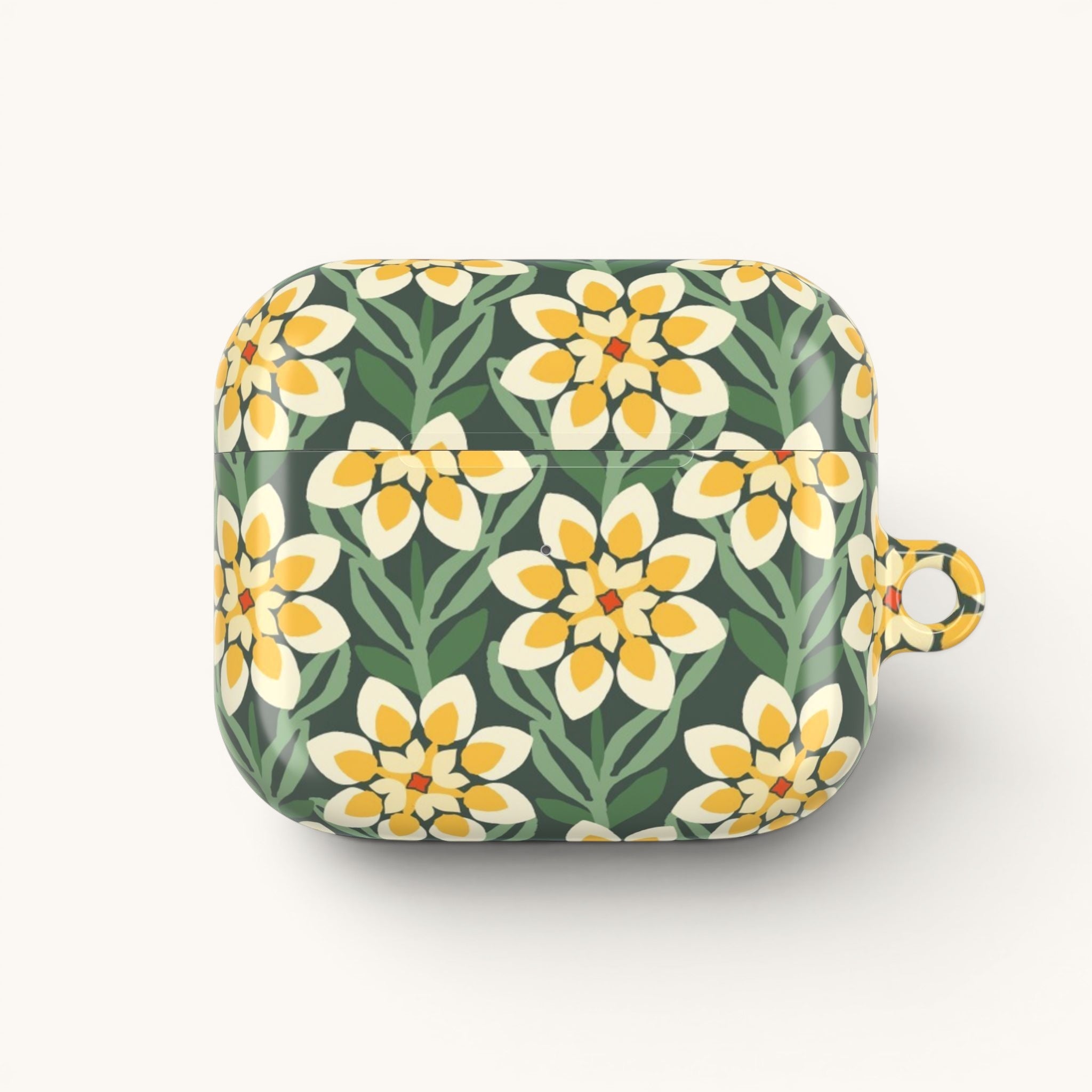 Modern Dahlia Green + Yellow AirPods Case