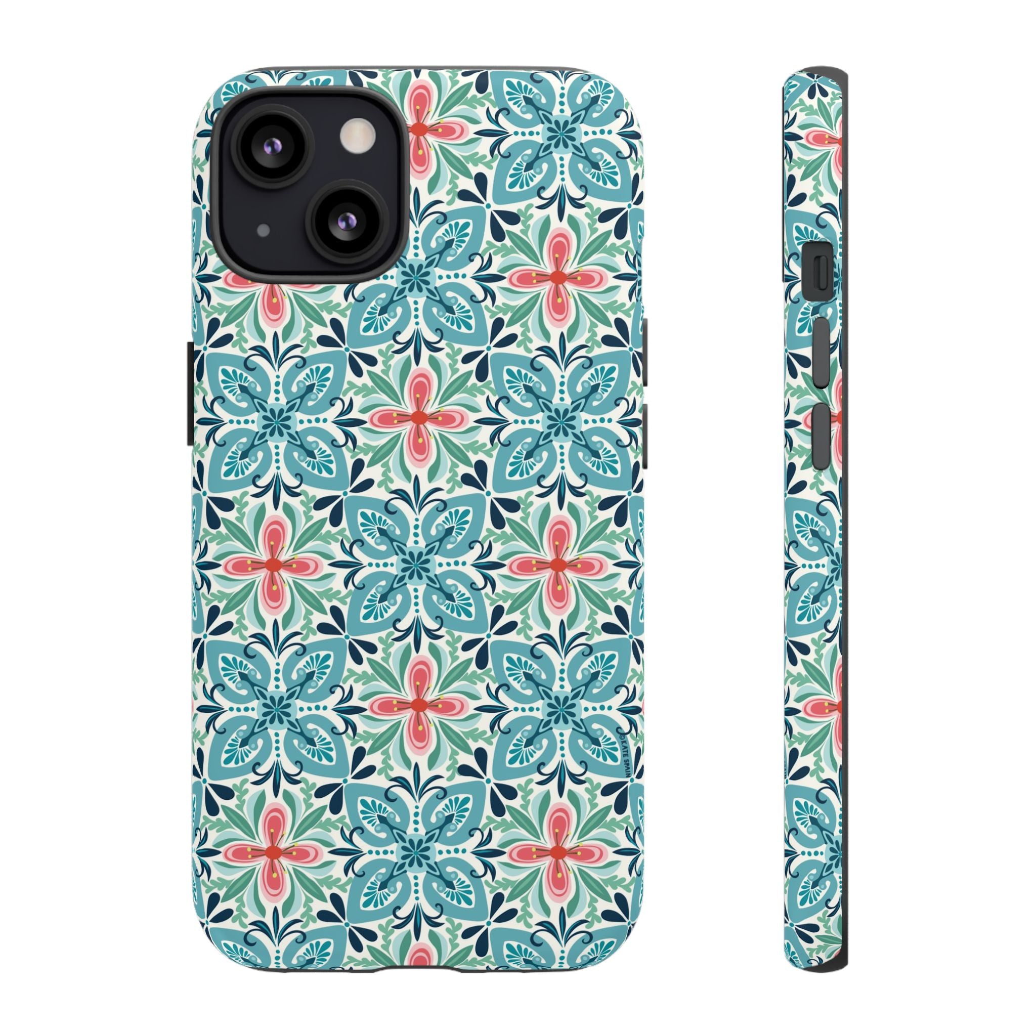 Stonecrop Tough iPhone 13 Case – Glossy | sage, cream, blush botanical succulent print