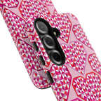 Pink Pyramid Heart Samsung Galaxy S25 Case – view detail of camera cutout in case