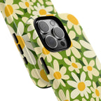 Shasta Daisy Tough iPhone 16 Pro Max Case – lifestyle/angled shot | green, white, yellow daisy floral print