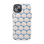 Seashells MagSafe iPhone 14 Plus Case – Glossy | periwinkle, cream, blush scallop shell print