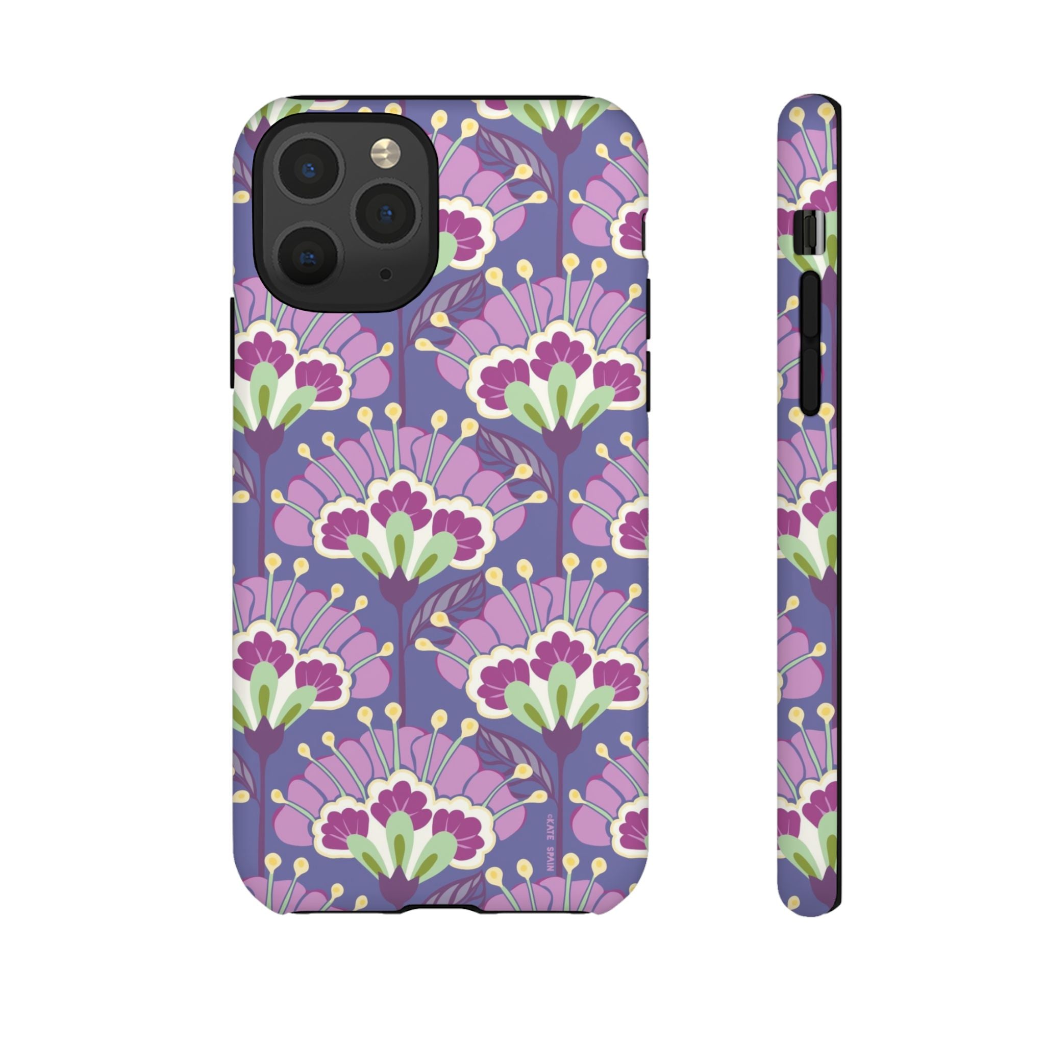 Lantern Flower Tough iPhone 11 Pro Case – Matte | periwinkle, purple, mauve, sage botanical lantern floral print