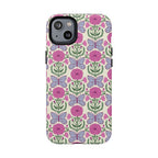 Butterfly MagSafe iPhone 14 Plus Case – Matte | cream, magenta, periwinkle butterfly floral print