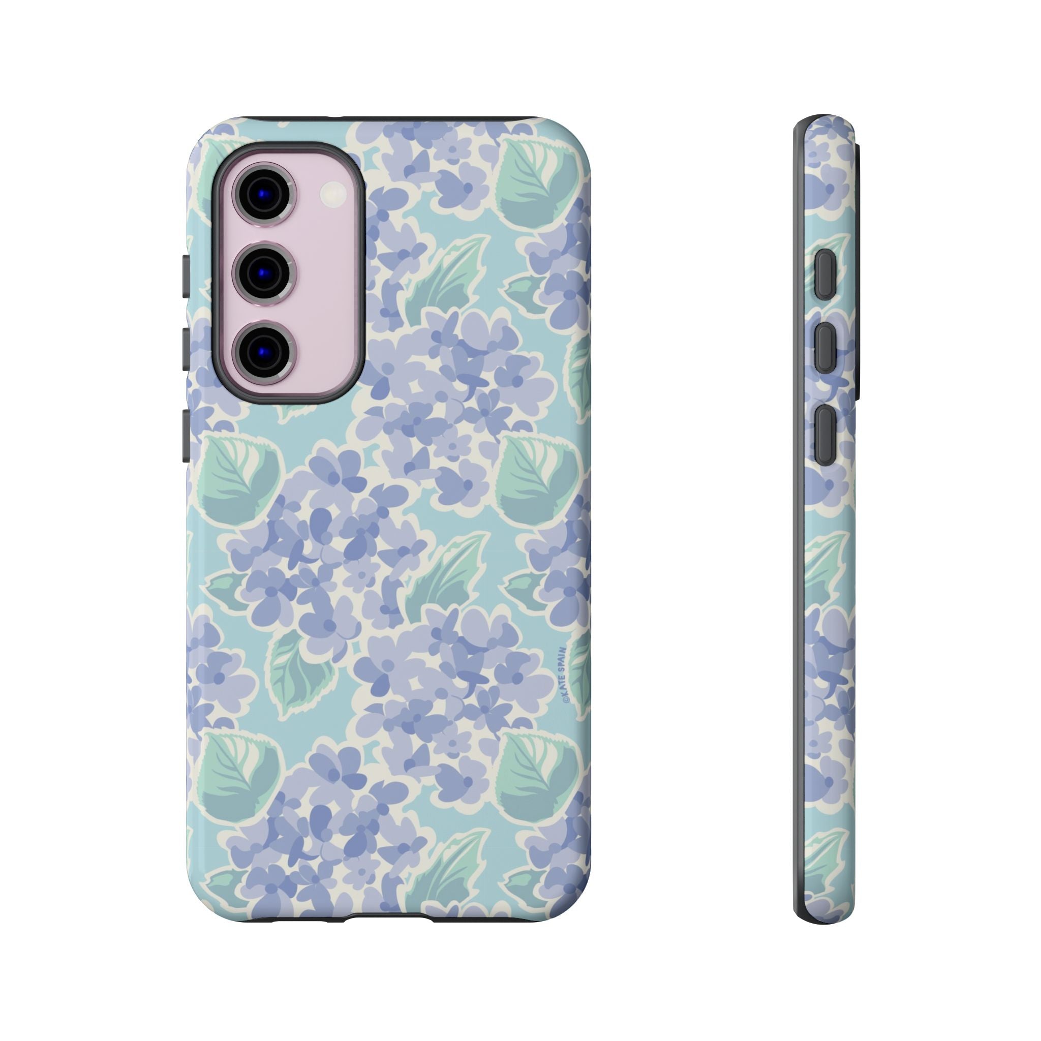 Luxury Nantucket Hydrangea Samsung Galaxy S23 Plus Case – Glossy | white, lavender, mint watercolor hydrangea print