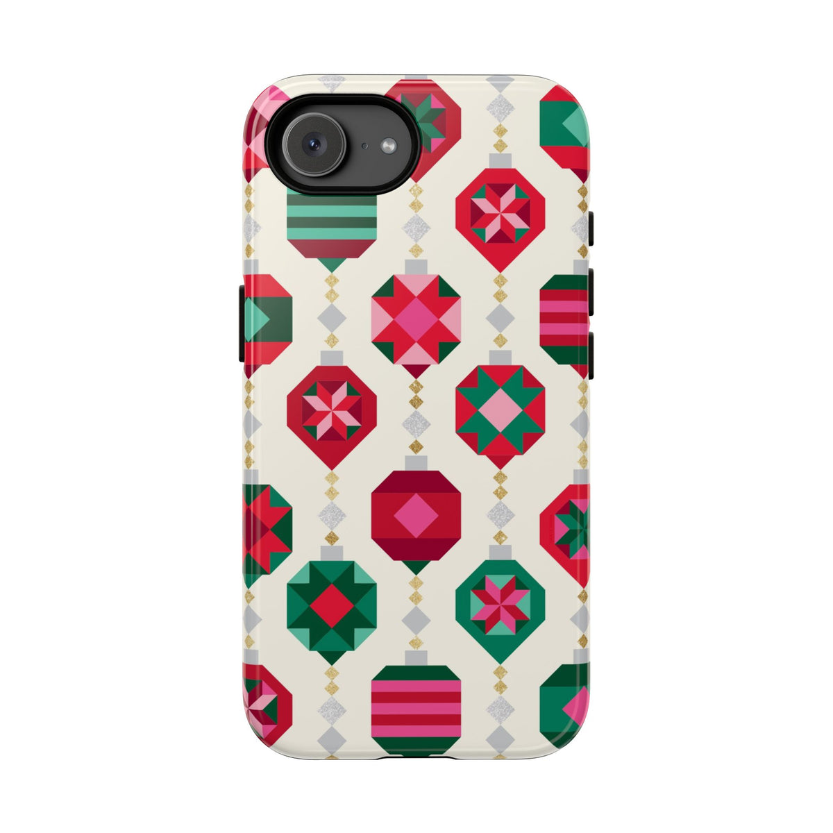 Felicity Ornaments Tough iPhone 16e Case – Glossy | holiday ornament print