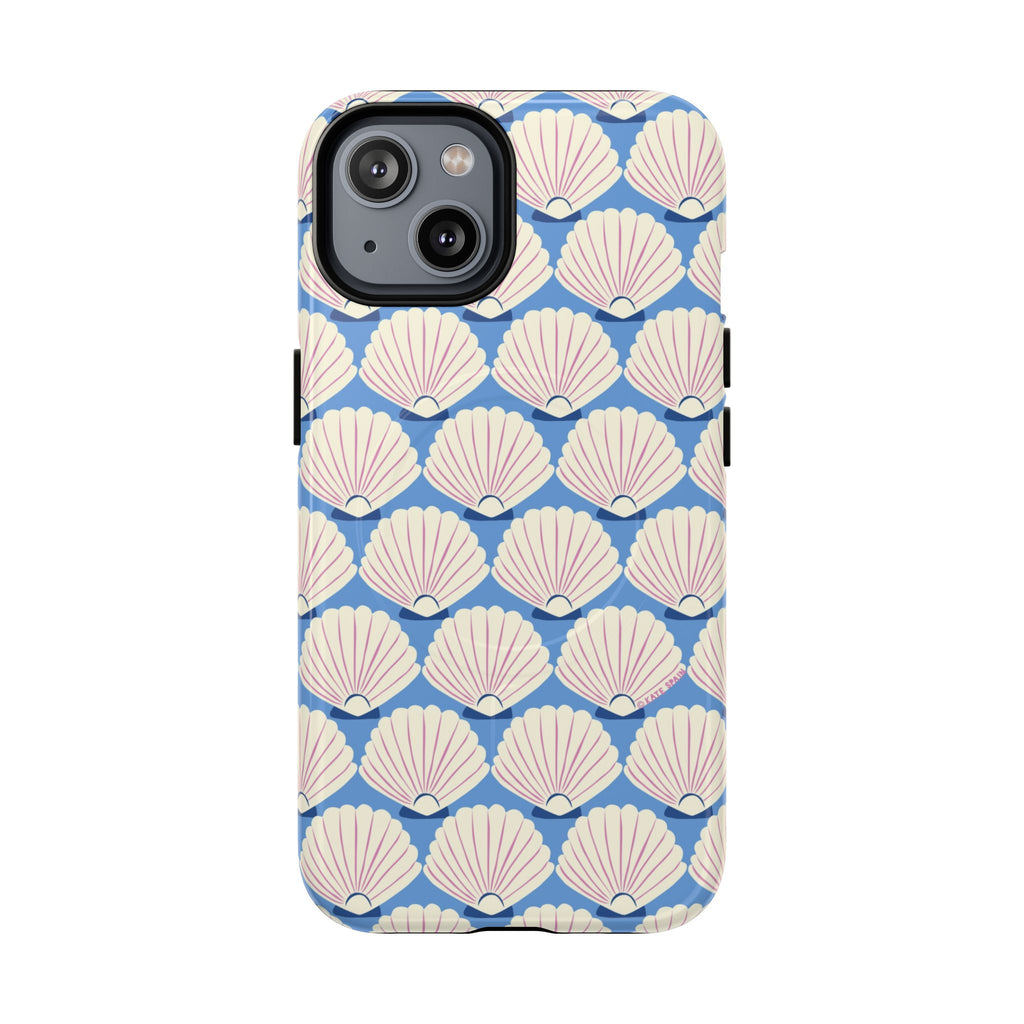 Seashells MagSafe iPhone 14 Case – Glossy | periwinkle, cream, blush scallop shell print