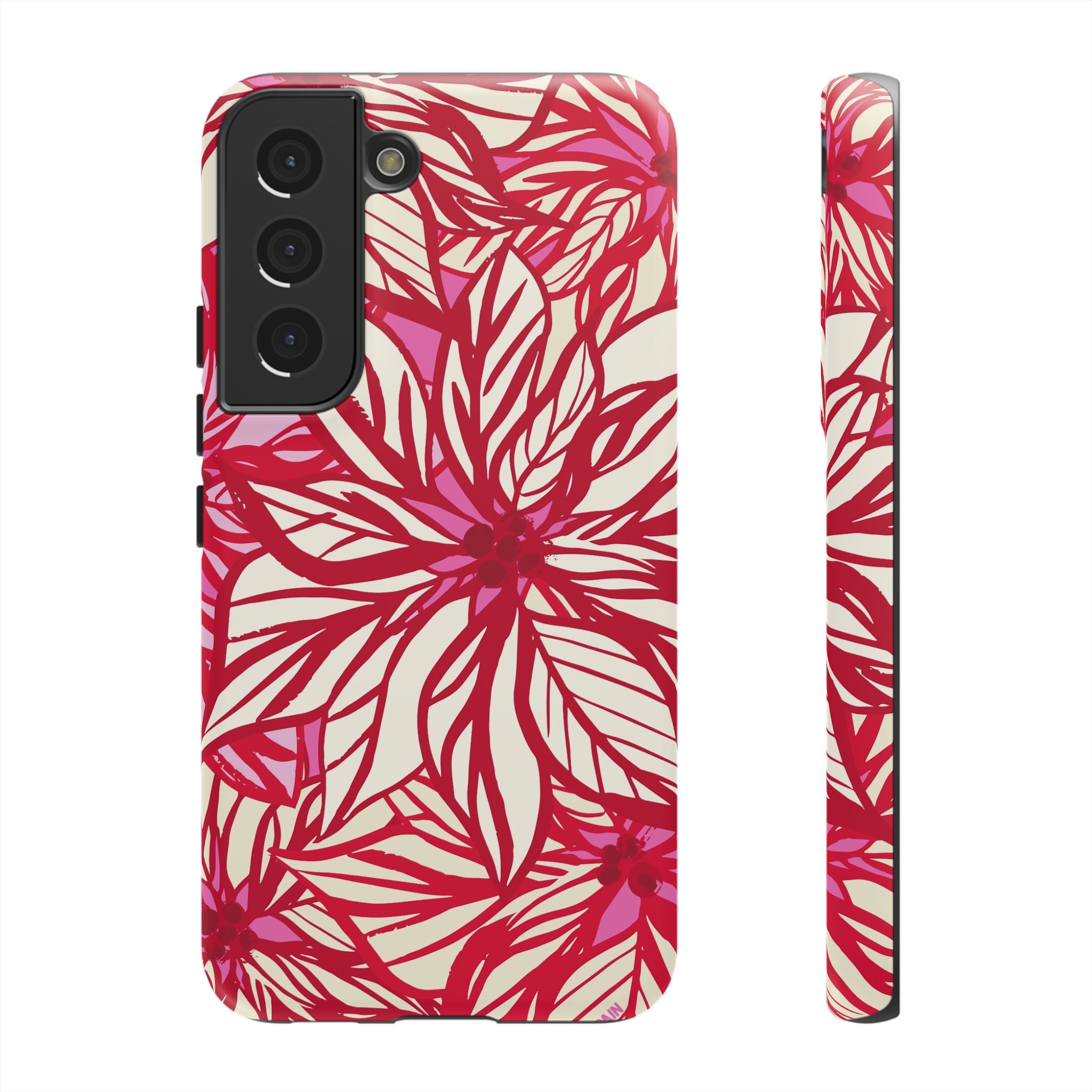 Poinsettia Samsung Galaxy S22 Case – Matte | cream, red, pink poinsettia botanical print