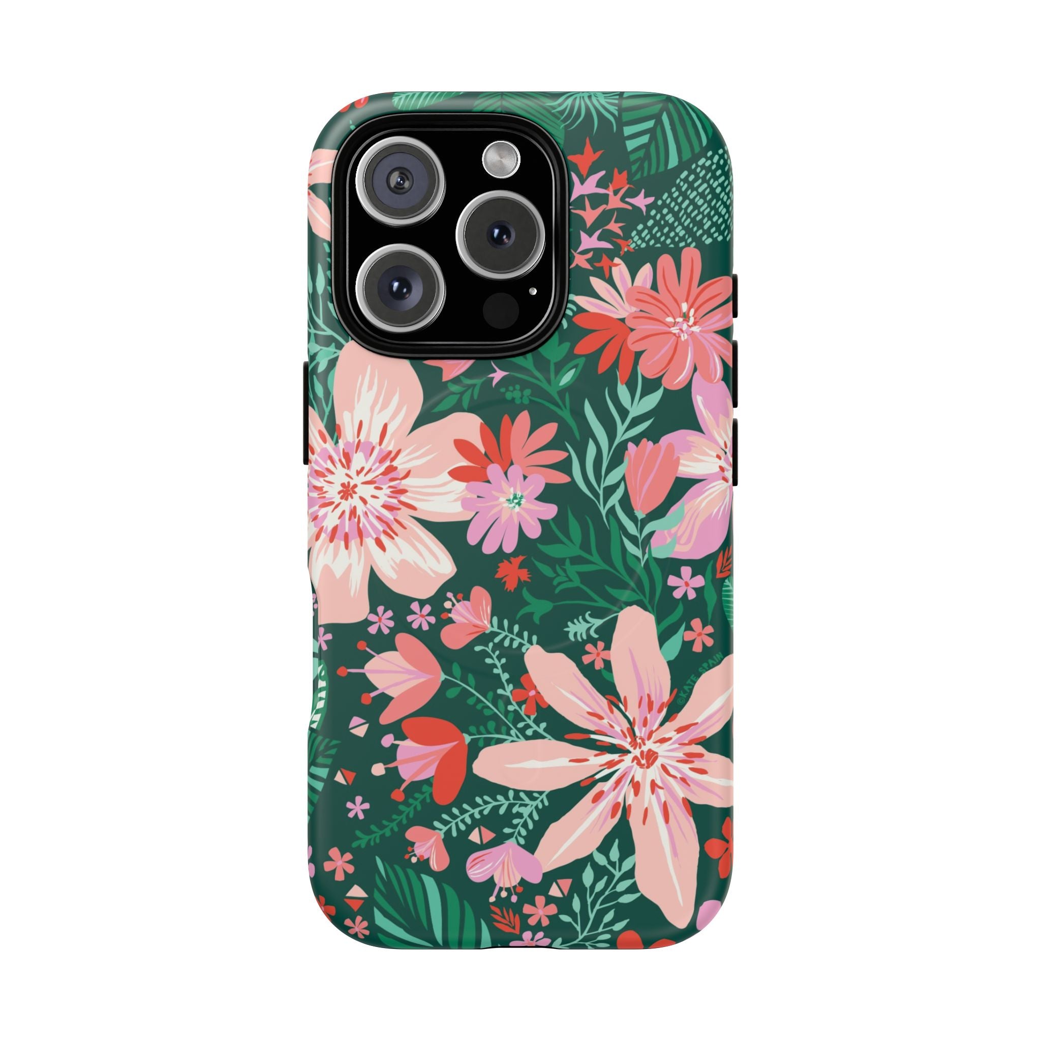 Bonaire MagSafe iPhone 16 Pro Case – Matte | jade, pink, white tropical floral botanical print