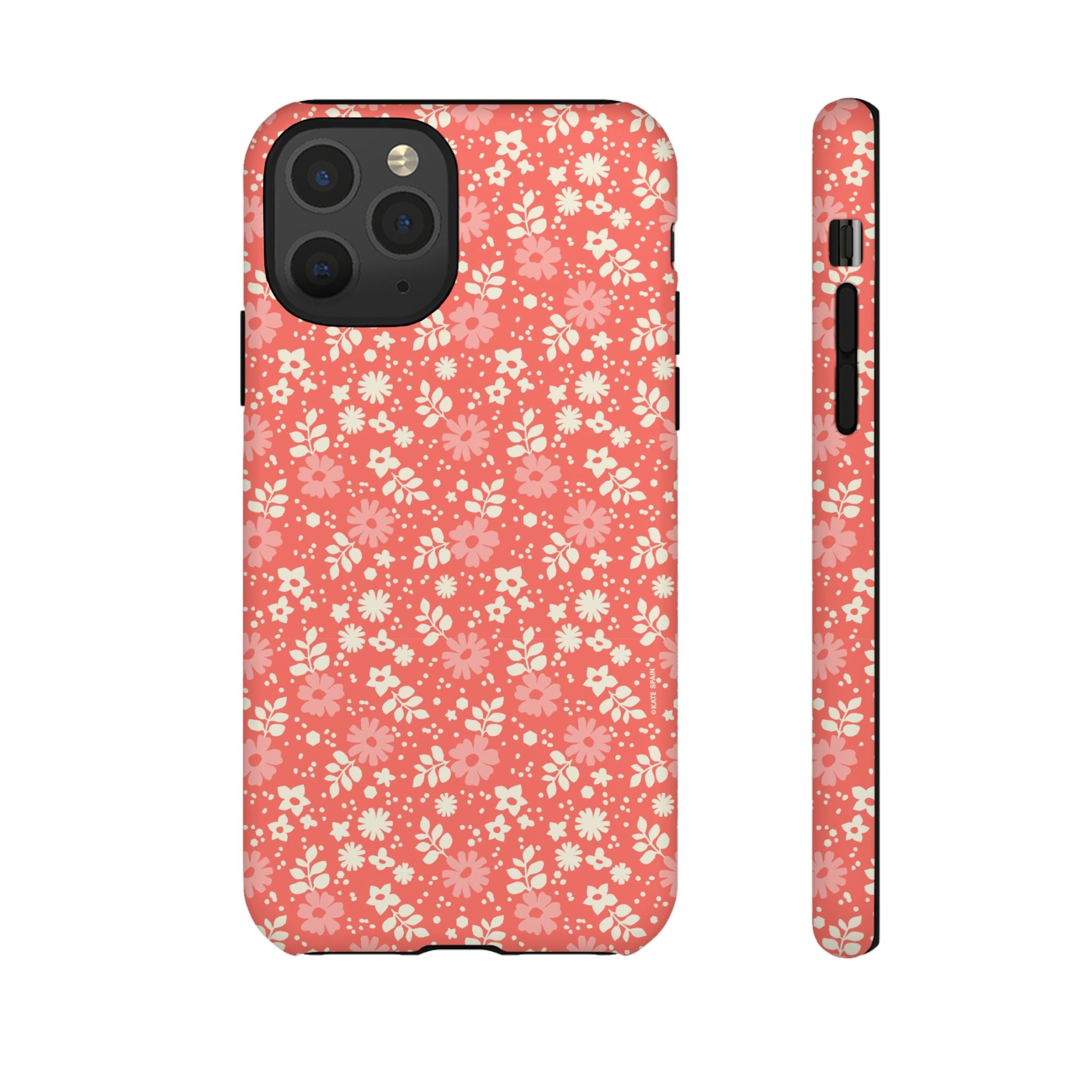 Petaline Tough iPhone 11 Pro Case – Matte | coral, pink, cream ditsy floral print