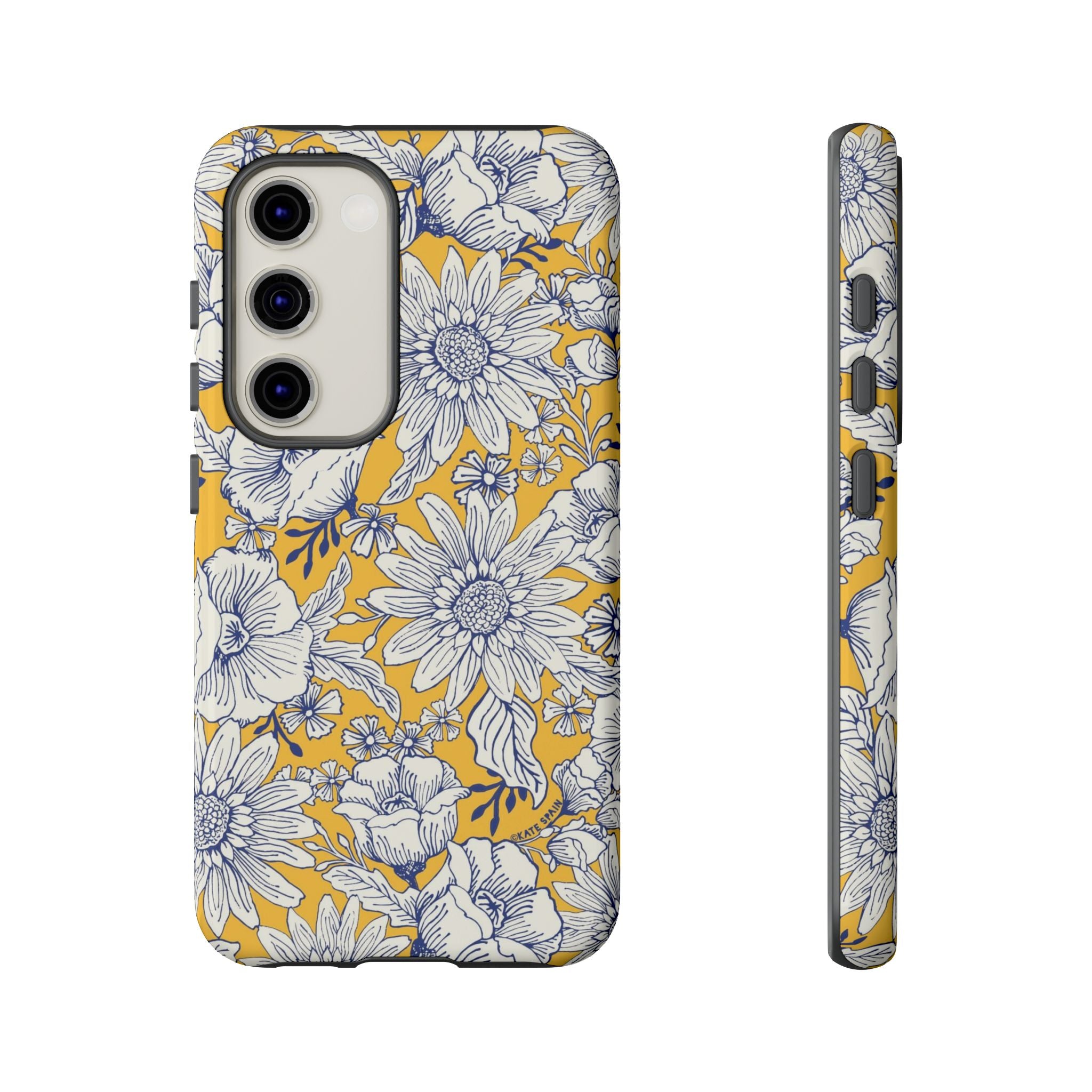 Luxury Jardin Samsung Galaxy S23 Case – Glossy | yellow, cream, blue botanical floral print