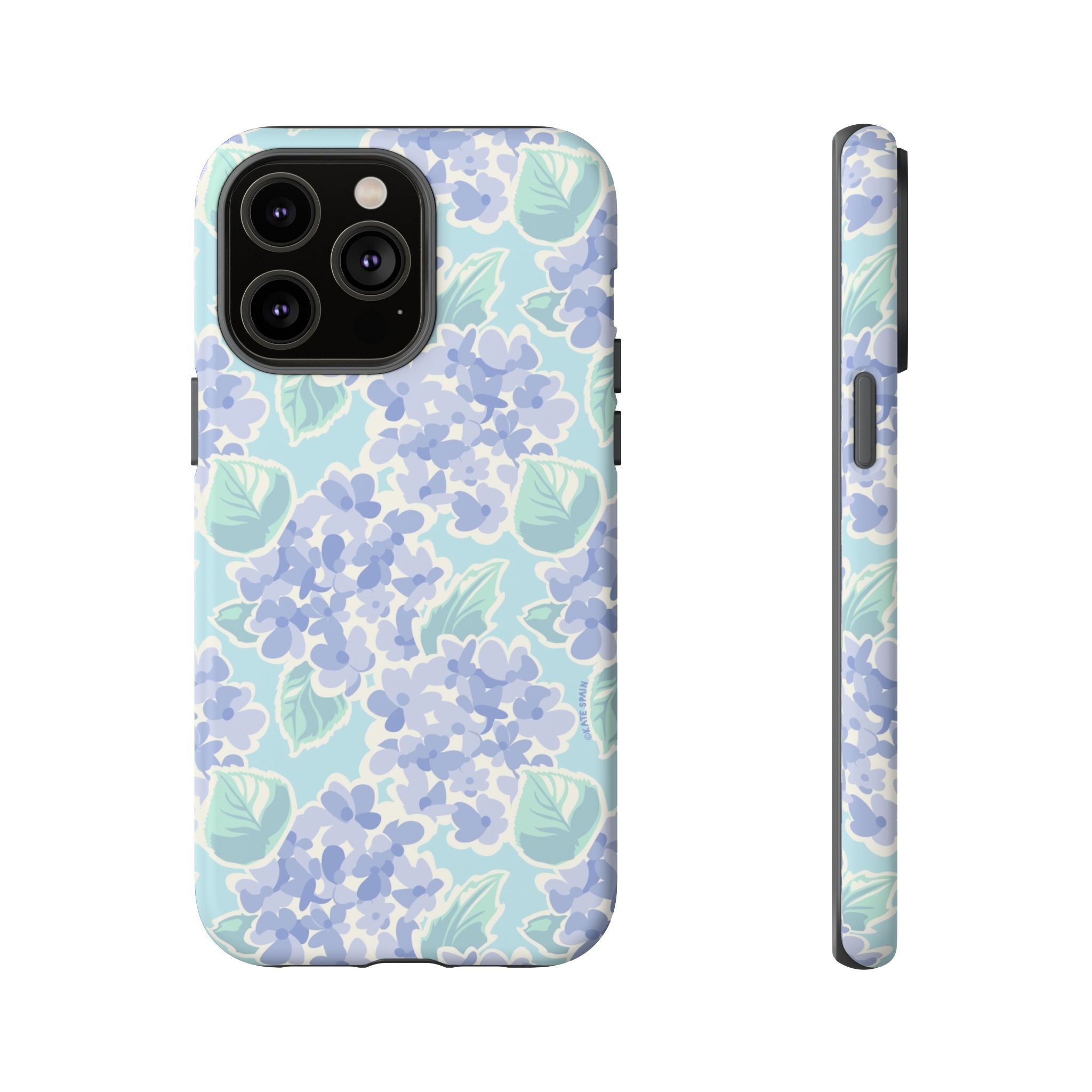 Nantucket Hydrangea Tough iPhone 14 Pro Max Case – Matte | white, lavender, mint watercolor hydrangea print
