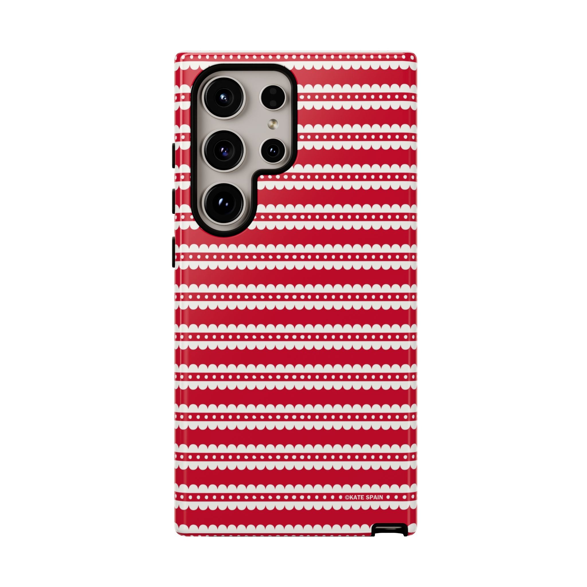 Candy Cane Stripe Samsung Galaxy S24 Ultra Case – Glossy | red, cream scalloped candy cane stripe print